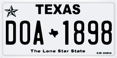 TX license plate DOA1898