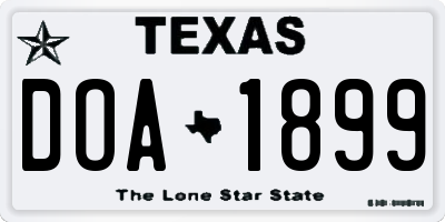 TX license plate DOA1899