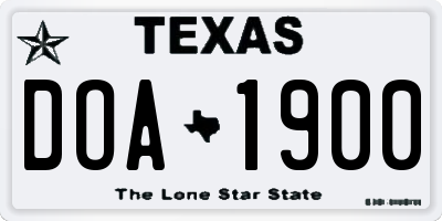 TX license plate DOA1900