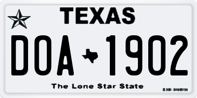 TX license plate DOA1902
