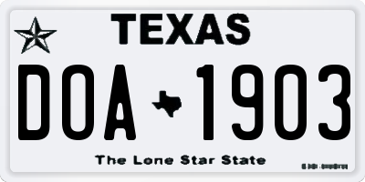 TX license plate DOA1903