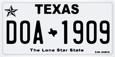 TX license plate DOA1909
