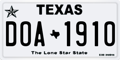 TX license plate DOA1910