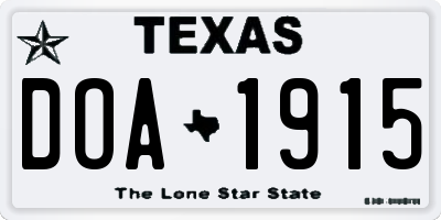 TX license plate DOA1915