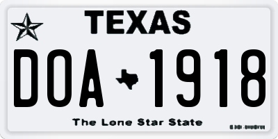 TX license plate DOA1918