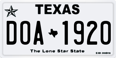 TX license plate DOA1920