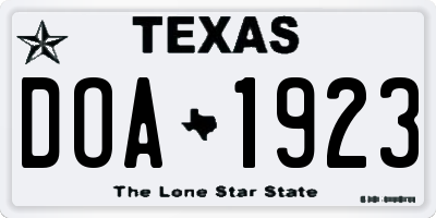 TX license plate DOA1923