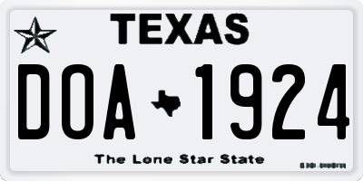 TX license plate DOA1924