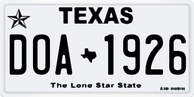 TX license plate DOA1926