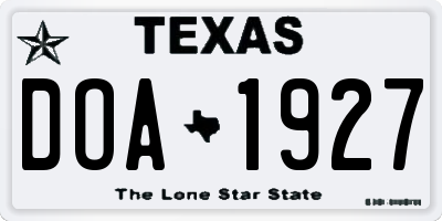 TX license plate DOA1927
