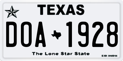 TX license plate DOA1928
