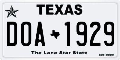 TX license plate DOA1929