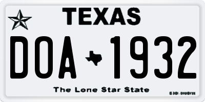 TX license plate DOA1932