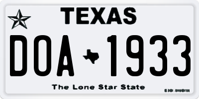 TX license plate DOA1933