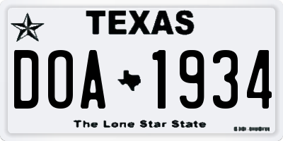 TX license plate DOA1934