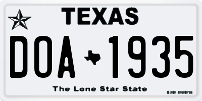 TX license plate DOA1935