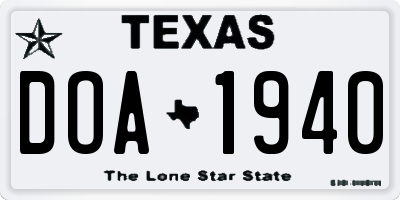 TX license plate DOA1940