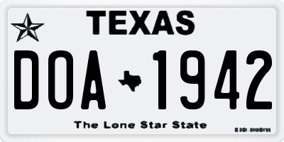 TX license plate DOA1942