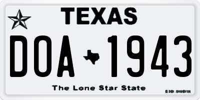 TX license plate DOA1943