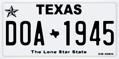 TX license plate DOA1945