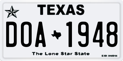 TX license plate DOA1948