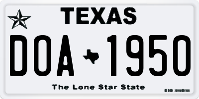 TX license plate DOA1950