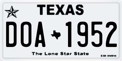 TX license plate DOA1952