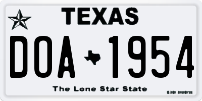 TX license plate DOA1954