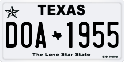 TX license plate DOA1955