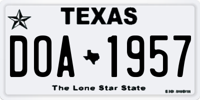 TX license plate DOA1957