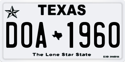 TX license plate DOA1960