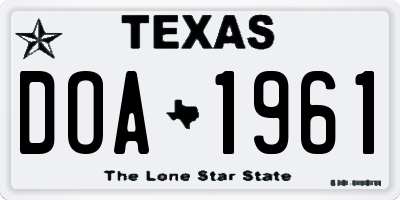 TX license plate DOA1961