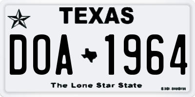 TX license plate DOA1964