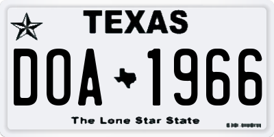 TX license plate DOA1966