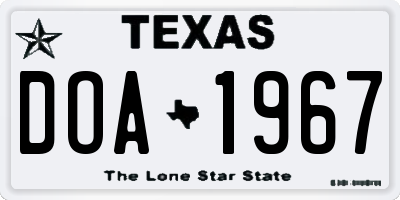 TX license plate DOA1967