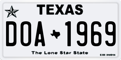TX license plate DOA1969
