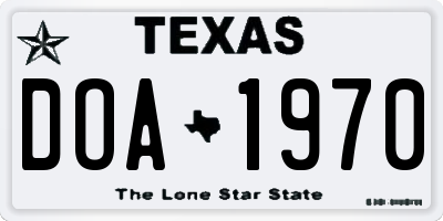 TX license plate DOA1970
