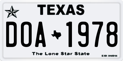 TX license plate DOA1978