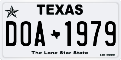TX license plate DOA1979