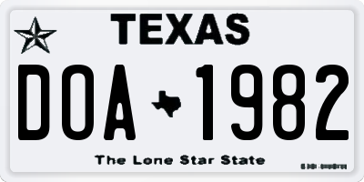 TX license plate DOA1982