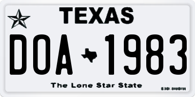 TX license plate DOA1983