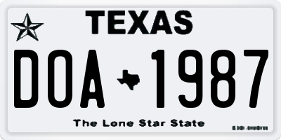 TX license plate DOA1987