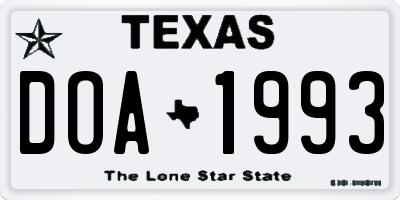 TX license plate DOA1993