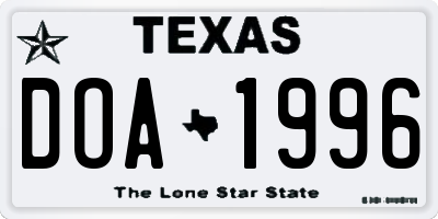 TX license plate DOA1996