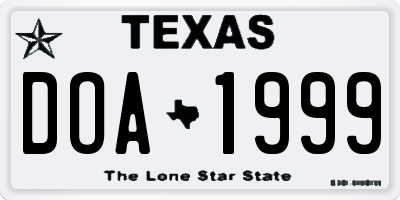 TX license plate DOA1999