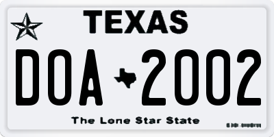 TX license plate DOA2002