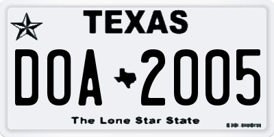 TX license plate DOA2005