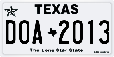 TX license plate DOA2013