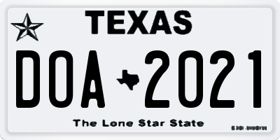 TX license plate DOA2021