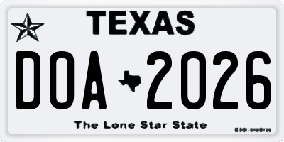 TX license plate DOA2026